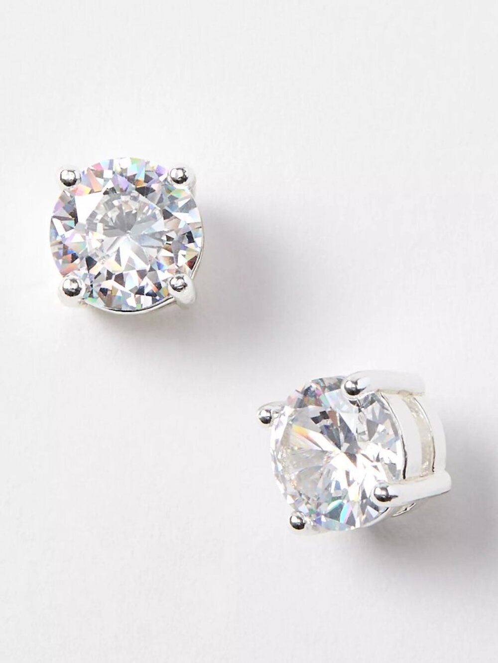 LOFT Cubic Zirconia Silver Round Stud Earrings